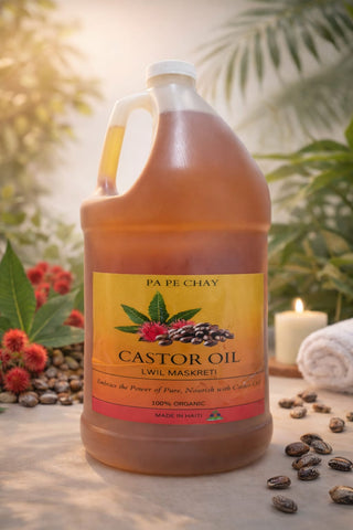 1 Gallon
Haitian Castor Oil – 1 Gallon Pure Lwil Maskreti