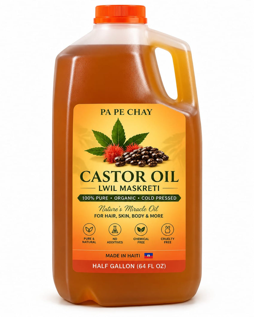 Lwil Maskreti  ( castor oil ) Haitian Nature’s Miracle Oil (64 oz) half gallon